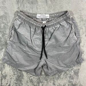 Crossley Widert Swim Shorts Mens Small Grey Made in Italy Lined Drawstring Beach